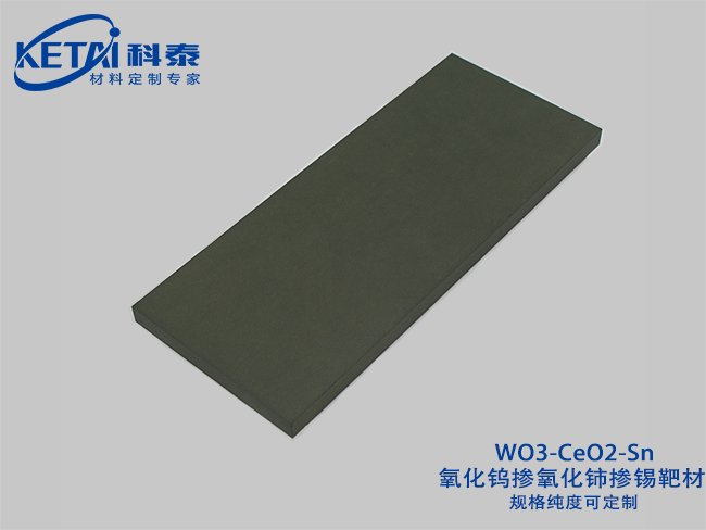 Tungsten oxide doped ceria doped tin sputtering targets(WO3-CeO2-Sn)